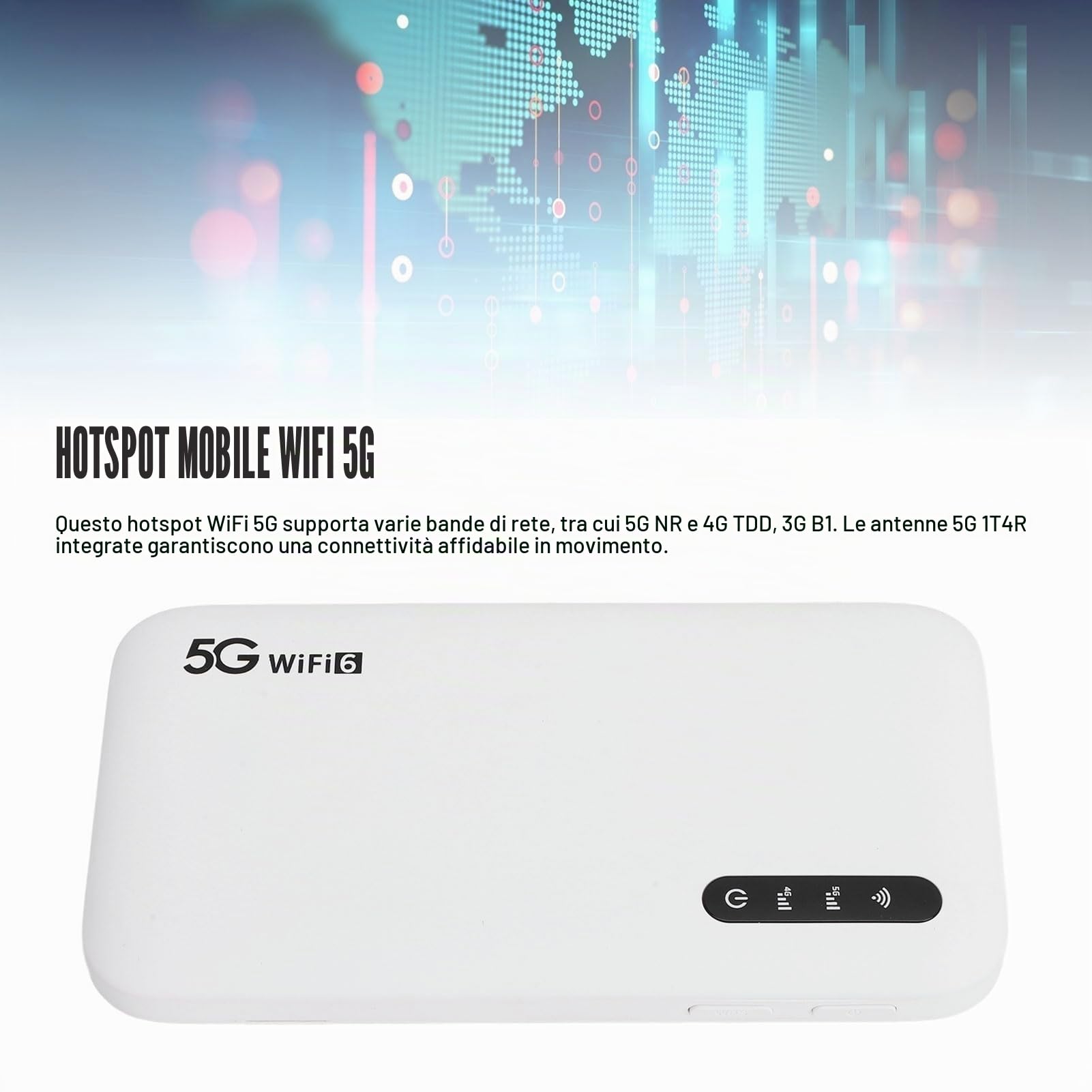 Hotspot Mobile WiFi 6 5G, Router WiFi Portatile Ad Alta velocità con Slot per Scheda SIM, Supporto per 16 Dispositivi, Batteria da 6100 mAh, per Tablet da Viaggio