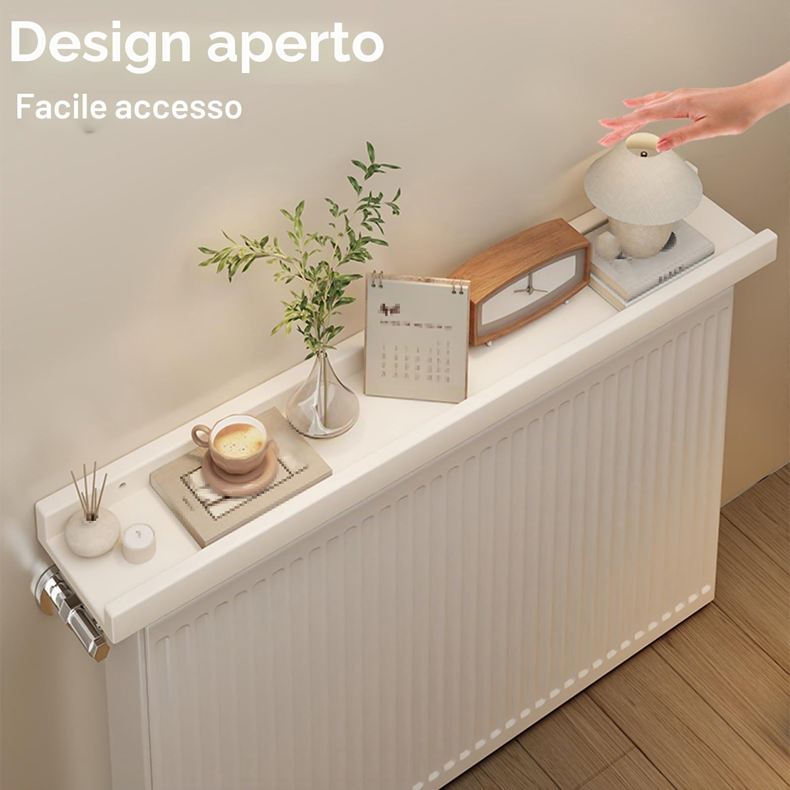 Mensola Sopra Termosifone con Corrimano Rialzato, Robusta Mensola Portaoggetti in Legno per Esporre e Organizzare in Soggiorno, Camera da Letto, Ufficio(Brown,60x15cm/24x6in)