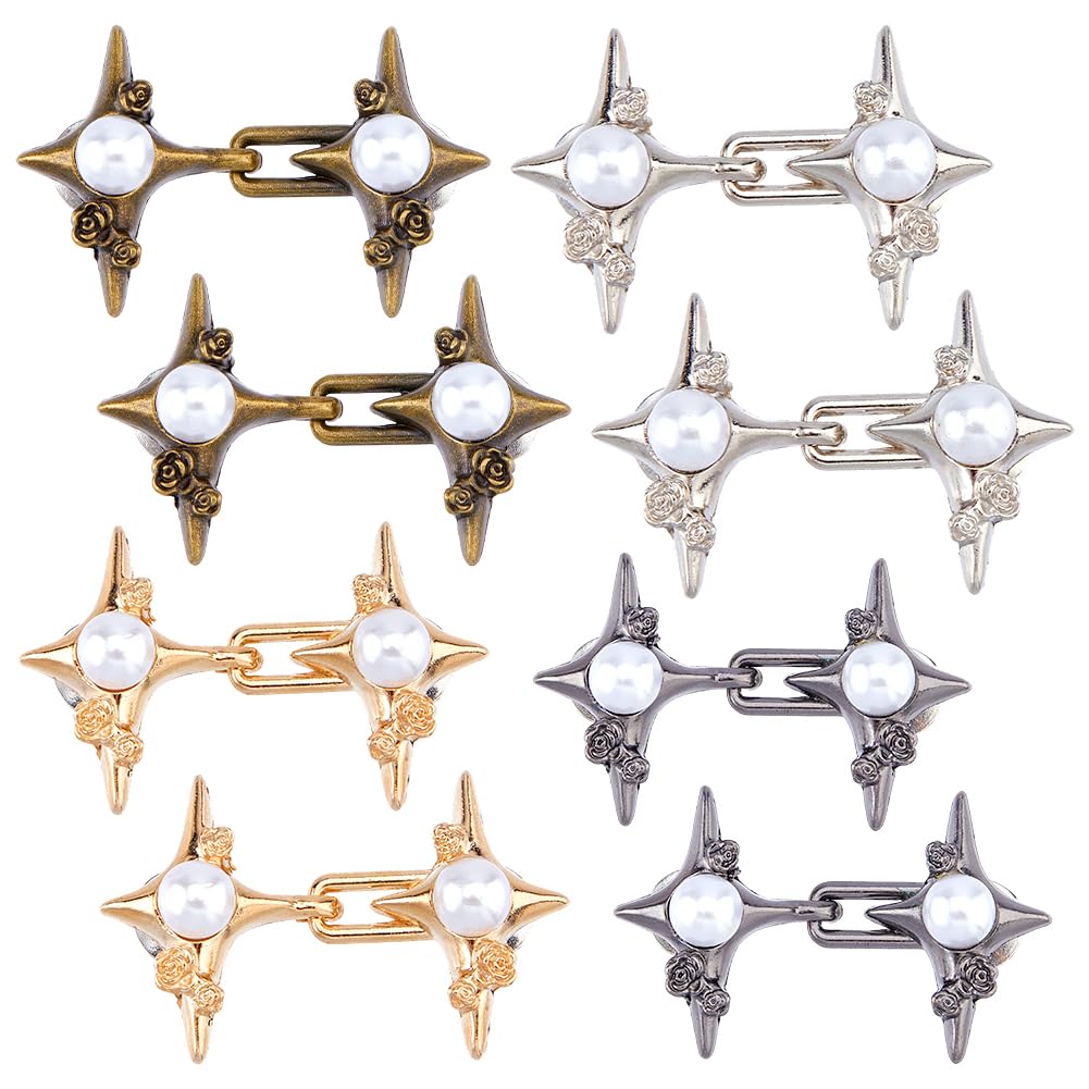 SUPERFINDINGS 8 Sets Adjustable Star Button Star Adjustable Pant Waist Tightener Clip Detachable Decorative Waist Buckles Jean Tightening Buttons for Pants 4.7x2.9cm