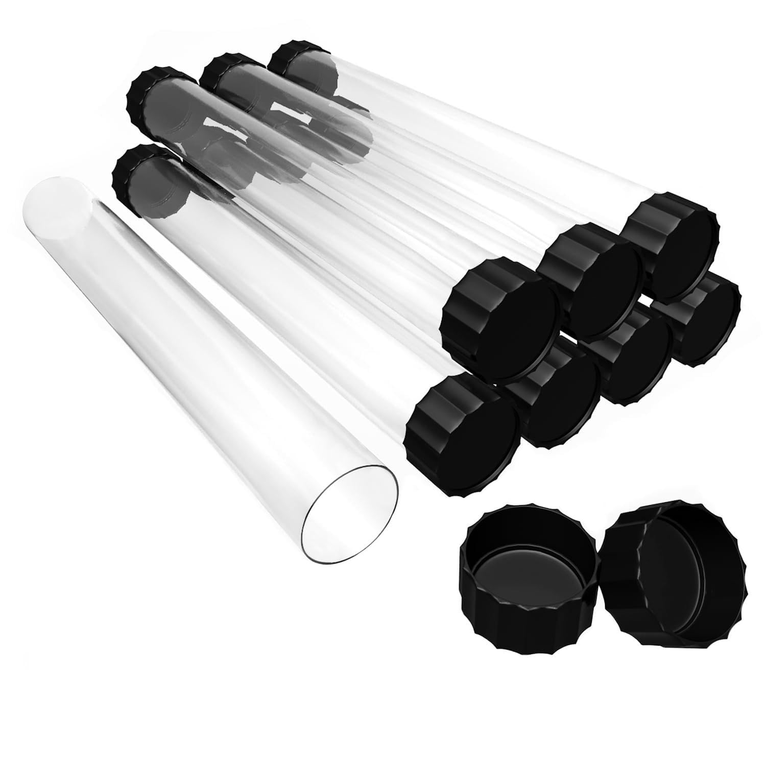GGOUTPY Clear Plastic Mailing Tubes, 8 Pack 1.42x15.35 Inches Poster Tubes with Caps for Blueprints, Incense Sticks, Artwork&amp;Documents