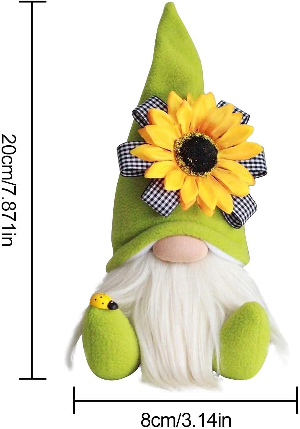zalati Bambola con girasole Sunshine bambole carine gnomo fatto a mano in peluche bambola senza volto per ornamenti da giardino fatato decorazione per la casa
