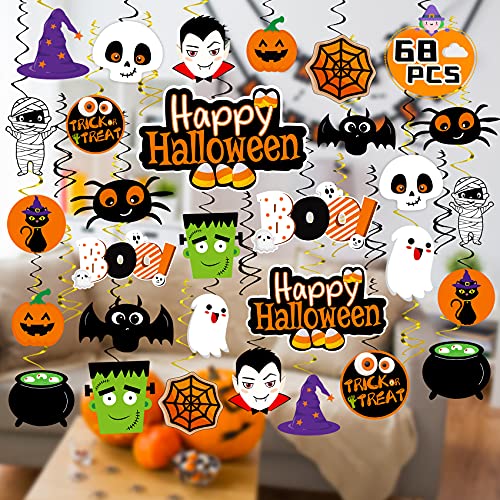 Halloween Hanging Decorations 68PCS Halloween Ceiling Decorations Halloween Decorations for Classroom Hanging Halloween Decorations Indoor Ghost Pumpkin Ceiling Decorations for Halloween Party