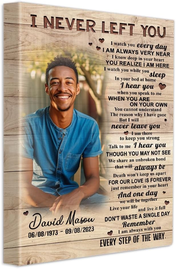 PC72716 Nunca Te Dejé Retrato en Lienzo Vertical, Regalo de Lienzo Memoria Personalizado, Memorial Personalizado para Pérdida de un Ser Querido,