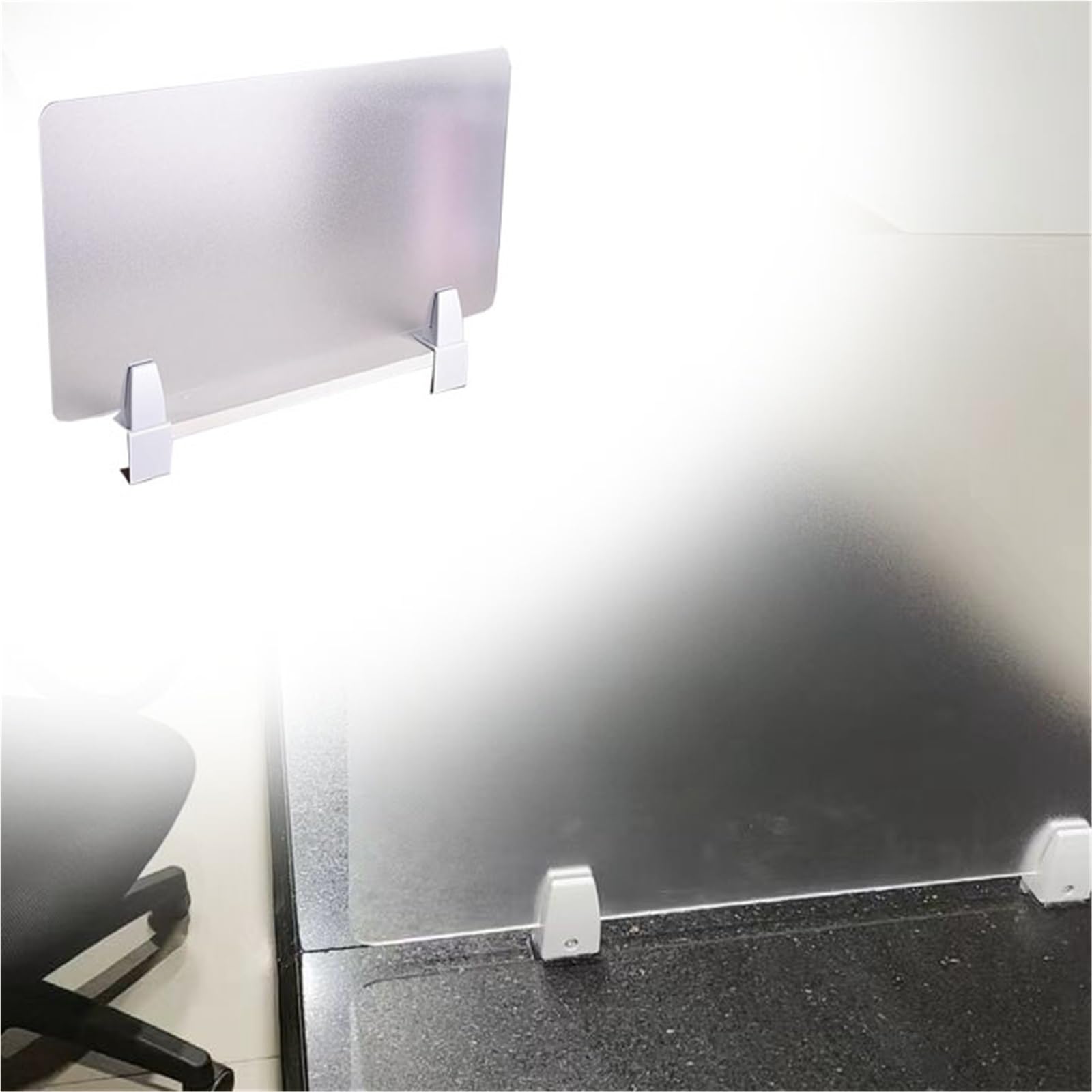 GBRJUYF Transparent Desk Divider - for Office/Workspace/Tabletop, Frosted Partition Panel (1 pc, H 60CM x W 55CM) - Ideal for Workstations