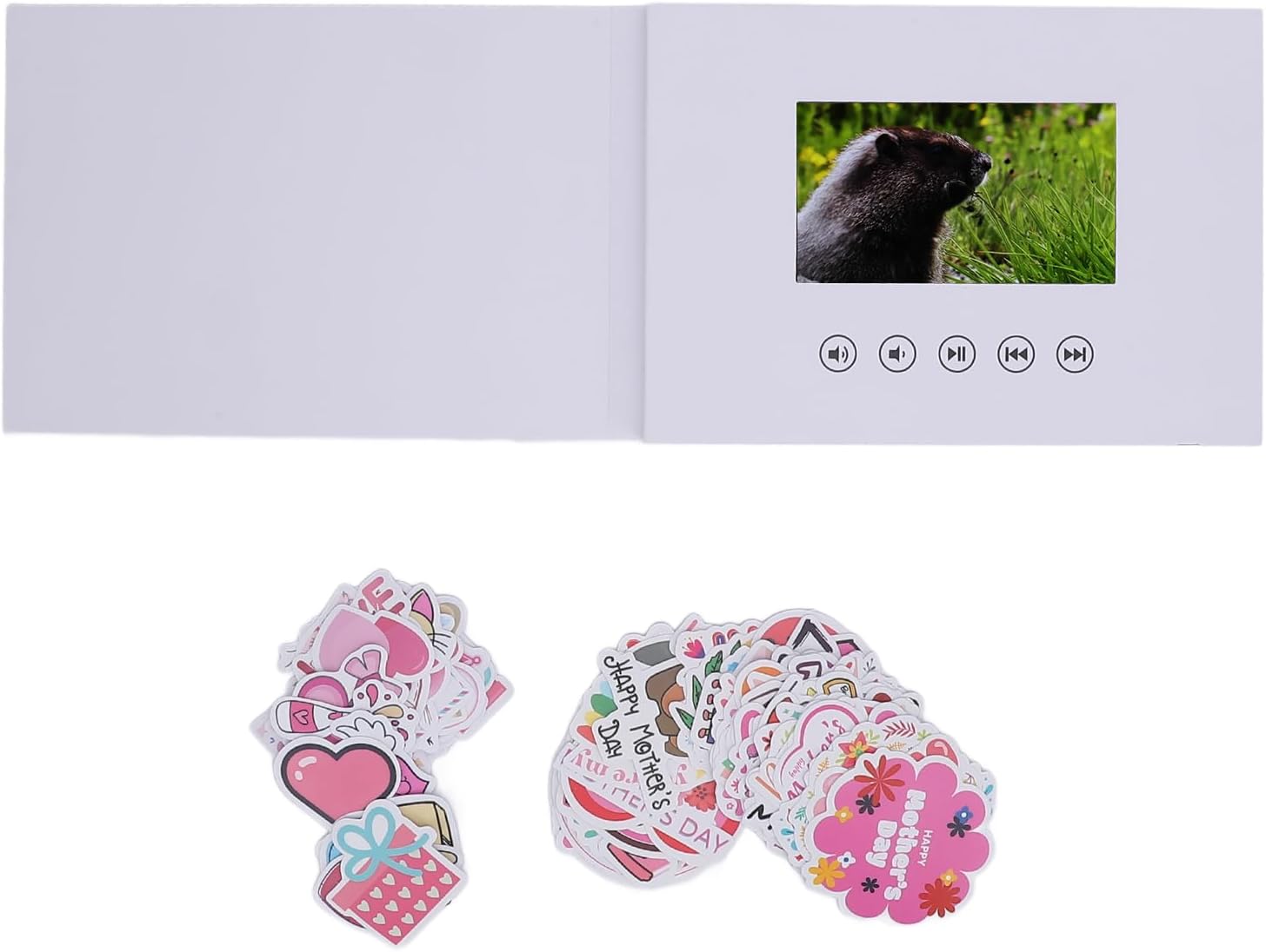 Video Greeting Card 5 Inch LCD Screen 128M Memory 720P HD Digital Brochure Electronic Memory Book with Type C Interface for Anniversary Wedding Xmas Holiday Festive Celebration