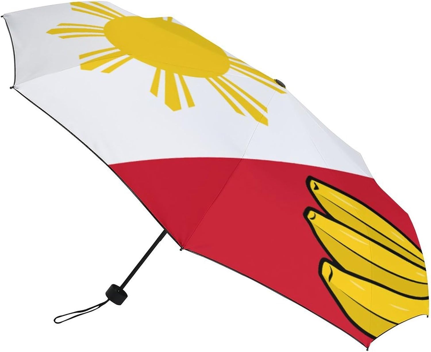 Philippine Philippines Flag Banana Coconuts Travel 3 Folding Umbrella Windproof Rain Sun Manual Opening And Closing Umbrellas