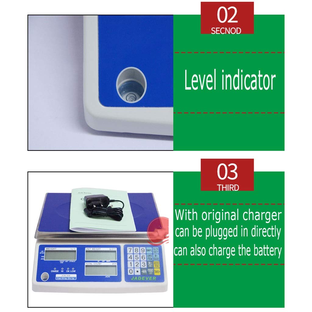 Balances 30kg/1g Balance de Précision Cuisine Professionnelle，postale idéale pour l'expédition pèse-colis pèse-lettres, avec fonction de comptage Balance industrielle LCD