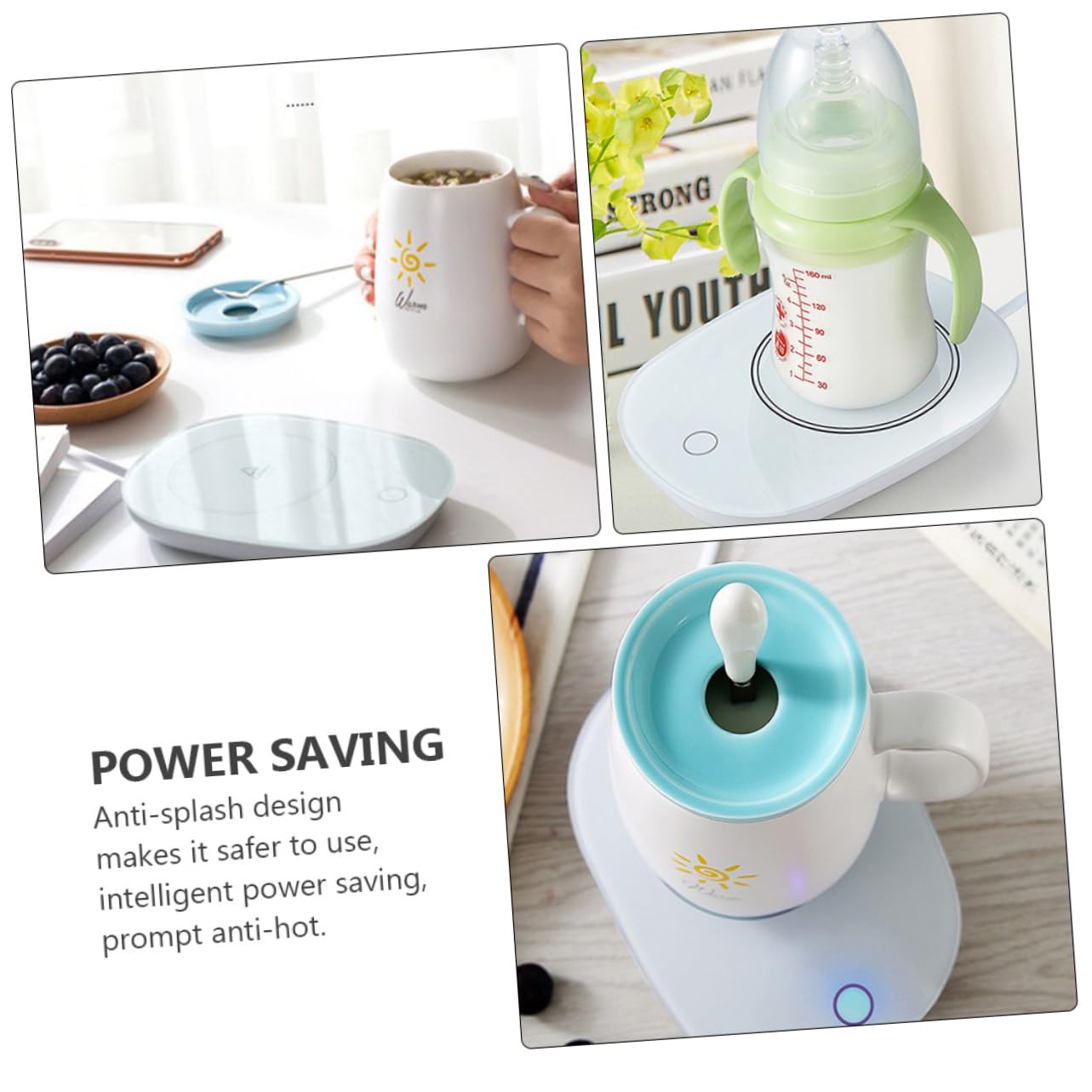 OUNONA 1Pc Electric Heating Coaster for Coffee Milk and Tea USB Powered Warmer Plate with Tempered Panel for Desk Use Present for Home Office