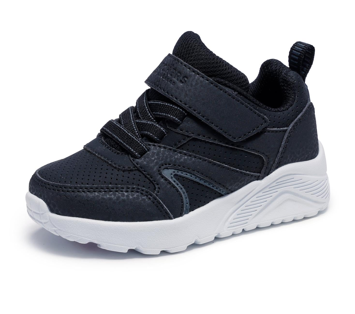Skechers Baby Boy's Uno Lite Echo Surge Sneaker, Black Synthetic/Charcoal Trim, 9 UK