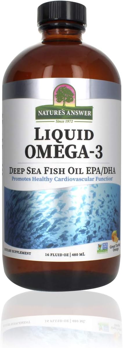Nature's Answer Liquid Omega-3 | Deep Sea Fish Oil with EPA/DHA Dietary Supplement | Cardiovascular Support | No Preservatives & Gluten-Free 16oz (Pack of 1)
