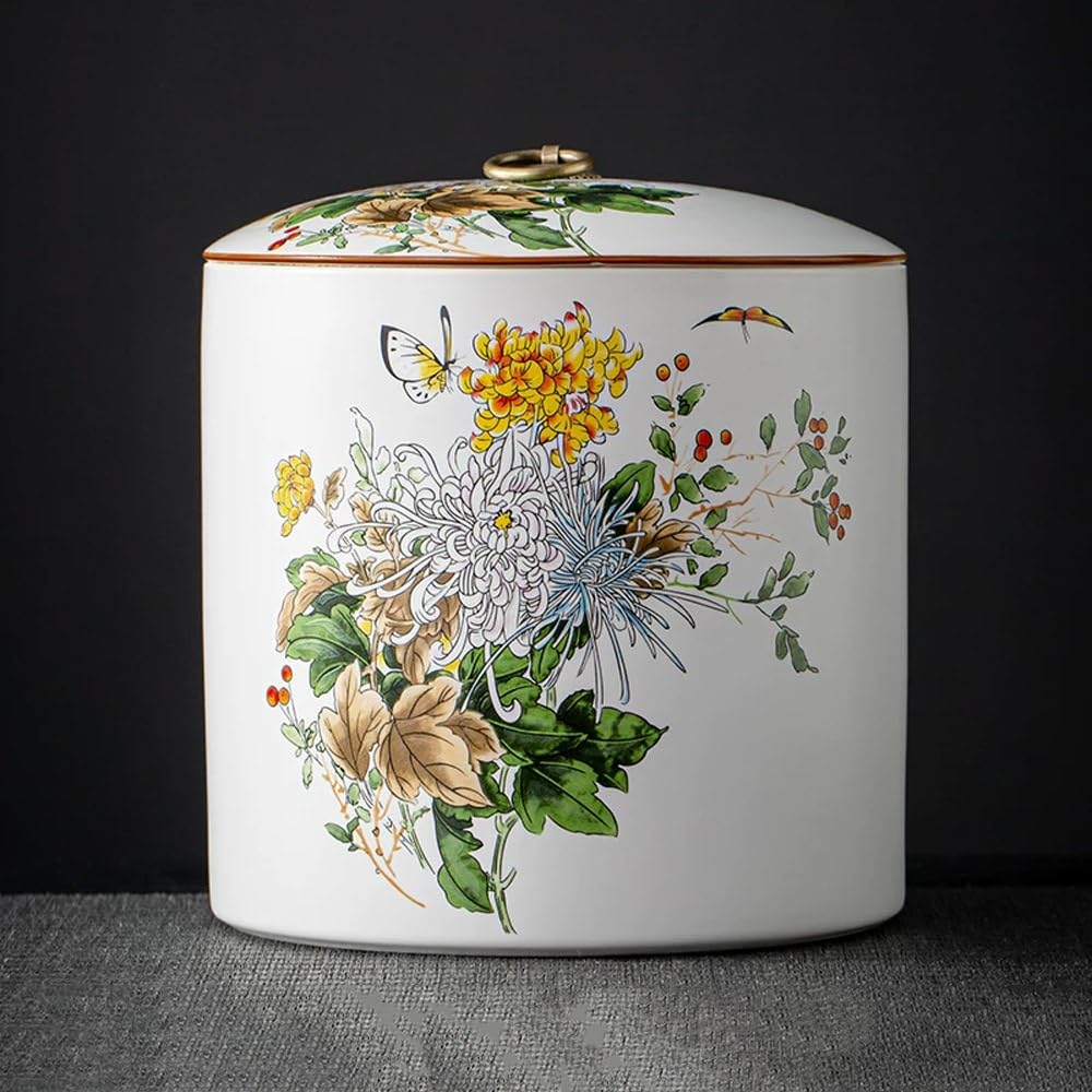 SXHJDY 2300ML Ceramic Food Airtight Storage Jars, Tea Grain Dispenser Chinese Retro Container Rice With Lids, Kitchen Countertop Canisters(Model B)