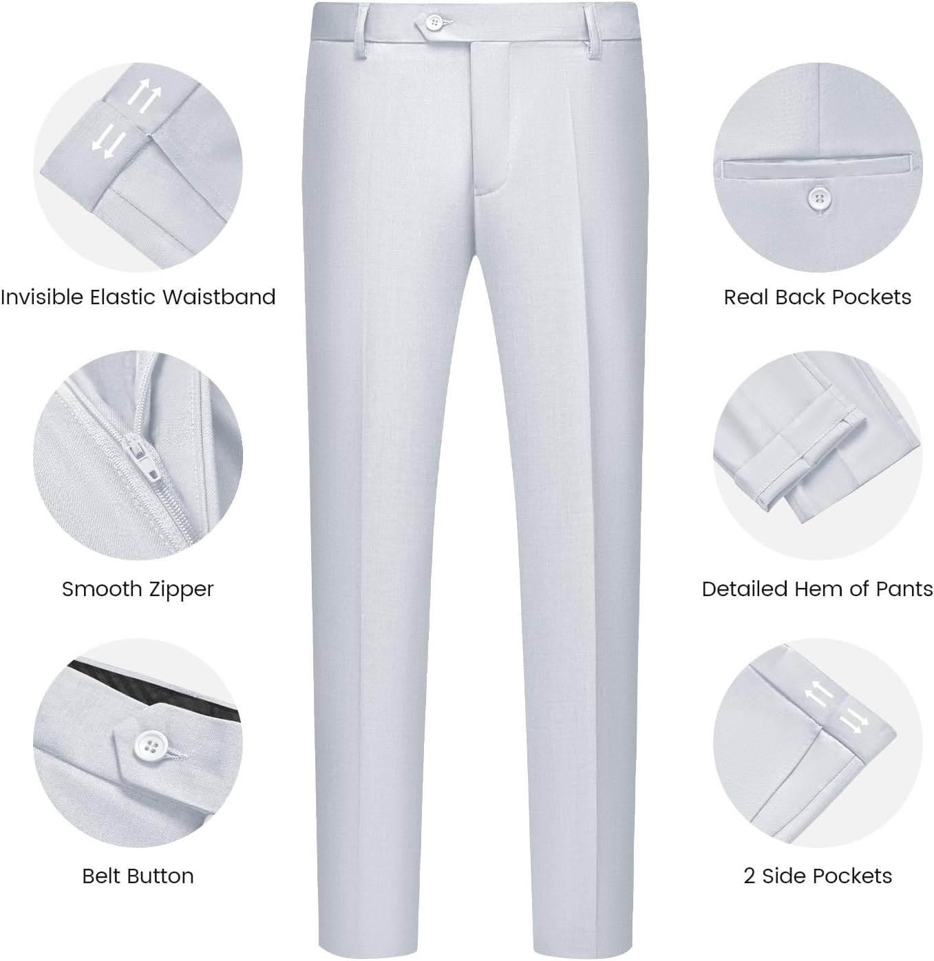 WULFUL Men’s Slim Fit Suit One Button 3-Piece Blazer Dress Business Wedding... - Picture 141 of 257