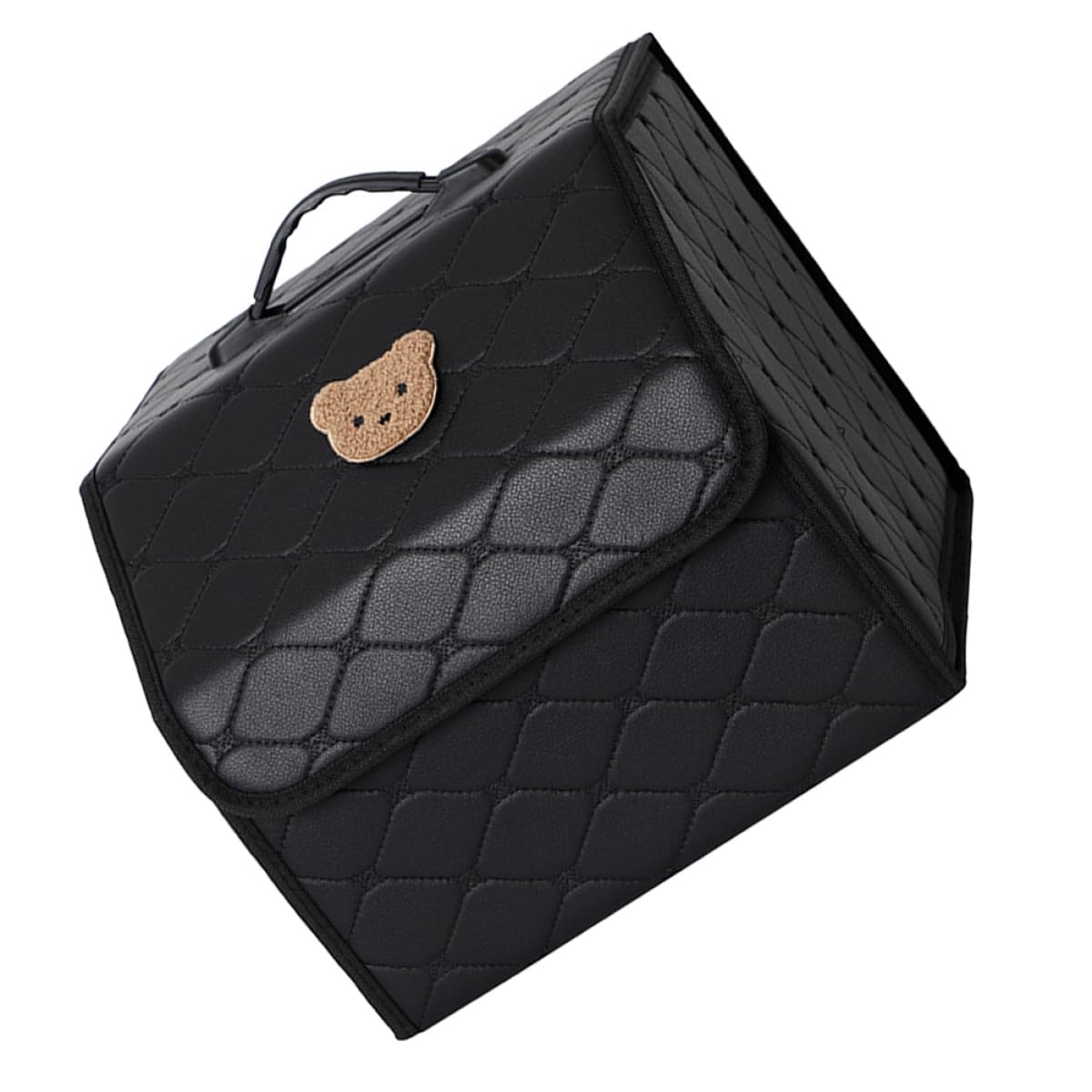 Rangement de coffre de voiture en cuir noir portable et pliable