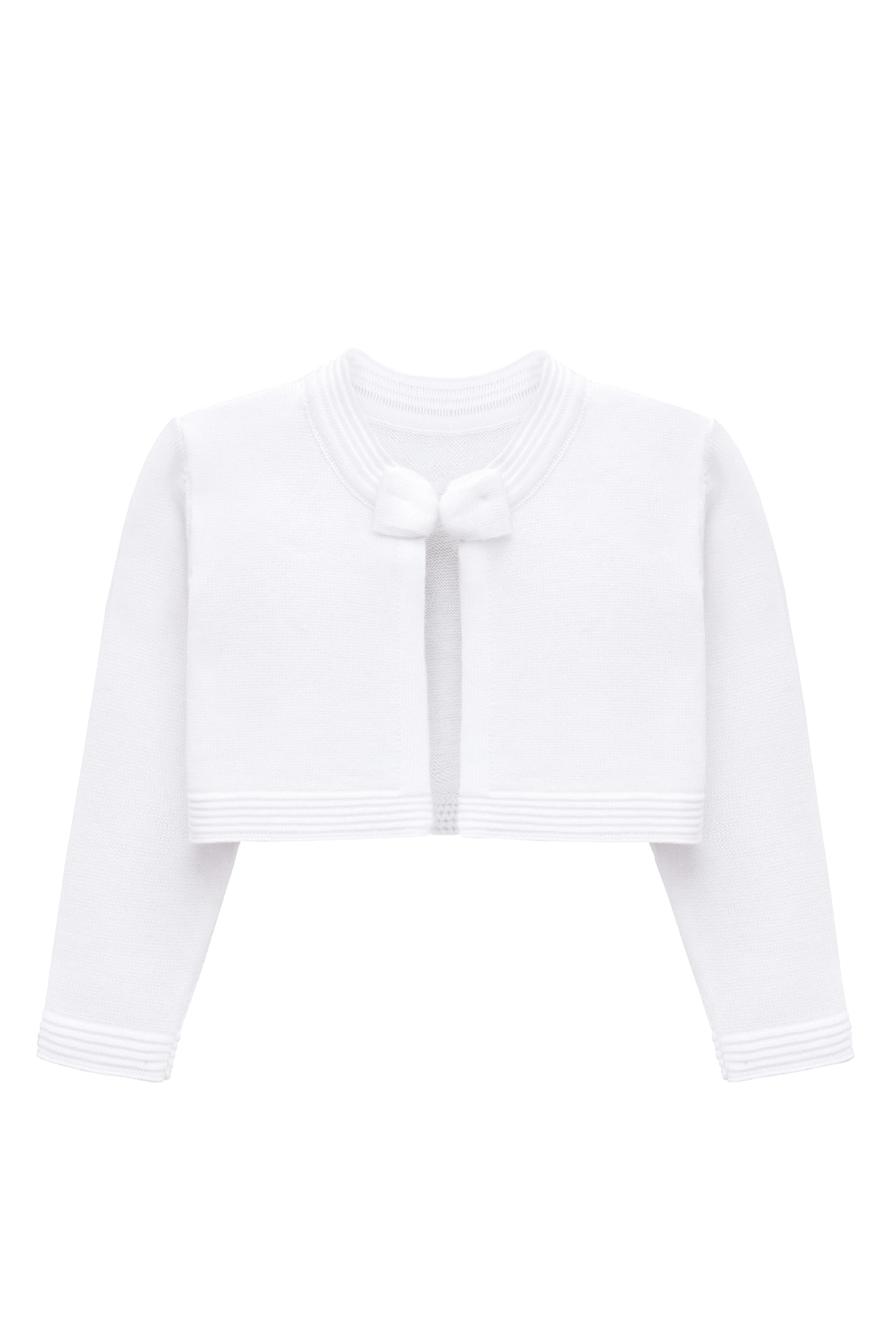 Lilax Women's White Baby Girls' Knit Long Sleeve Sweater, Bowknot Closure Bolero Cardigan (, 6-9 Months)