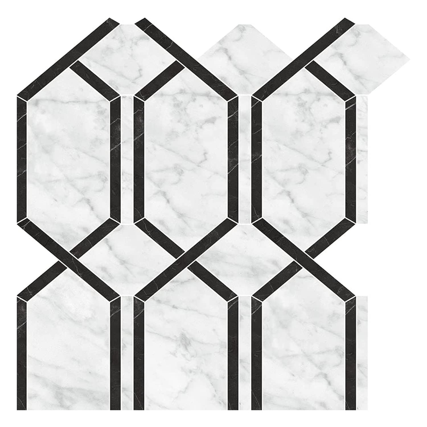 BuildMyplace La Marca Modella Glazed Porcelain Mosaic with Carrara Gioia Floor and Wall Tile, 10 Pieces, Backsplash Tiles for Kitchen, Bathroom, Swimming Pool, Living Room | Covers: 10.98 / sq. ft.