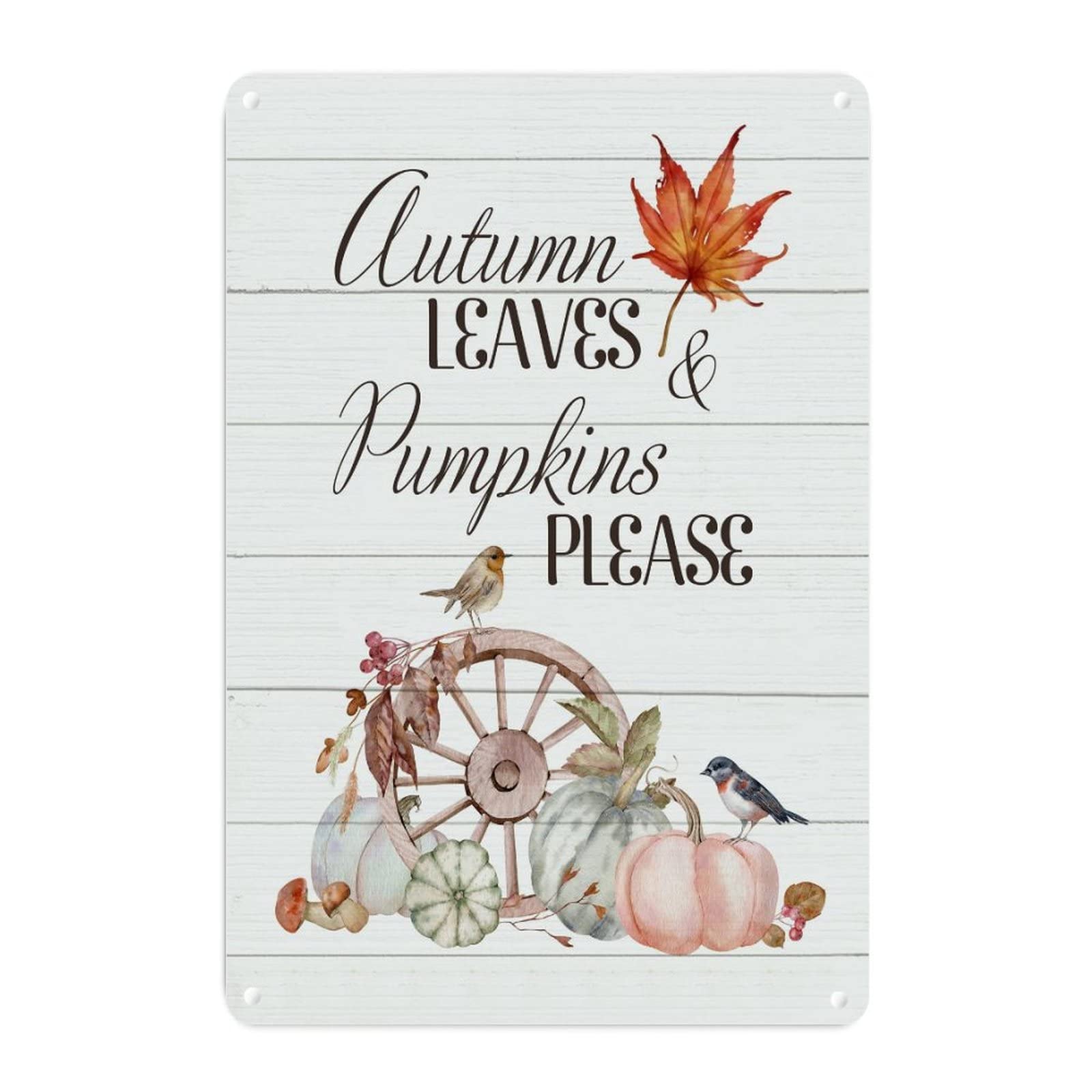 Plaque Thanksgiving humour déco murale feuilles citrouilles