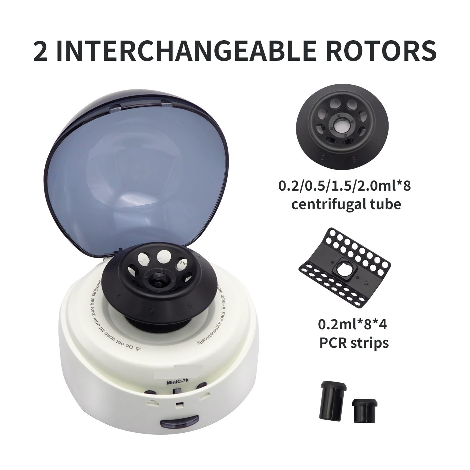Zentrifuge, 5000/7000 U/min Mini-Blutzentrifuge Laborplasmazentrifuge PRP PCR Medizinische Zentrifuge 0,2 ml-2 ml Röhrchen erhältlich | MiniC-7k 7000rpm