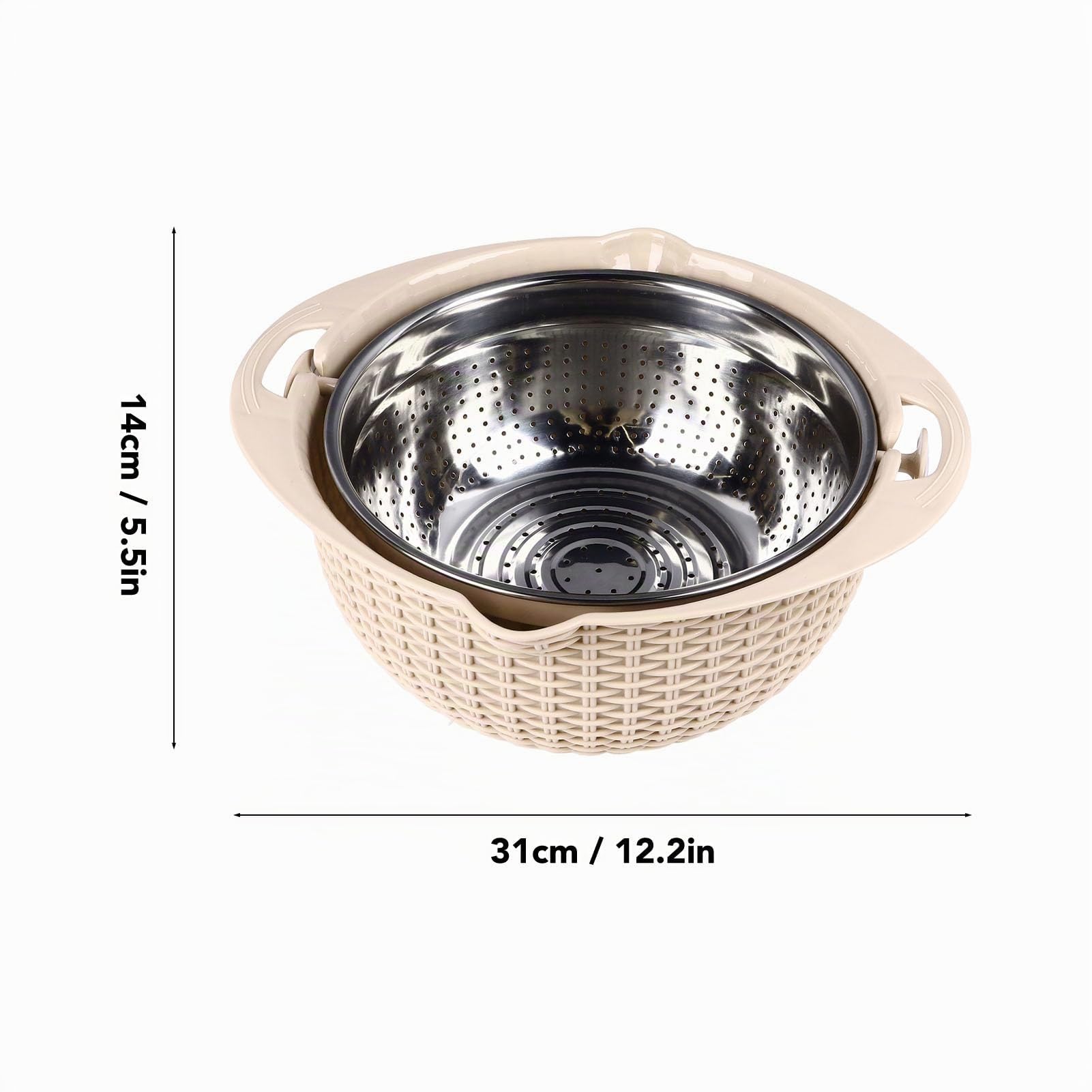 Luqeeg 4 in 1 Sieb mit Rührschüssel für die Küche, Lebensmittelsieb mit Schneidwerkzeugen, drehbares Sieb, Salatschleuder, Obstreiniger, Gemüsewaschmaschine, Home Essential
