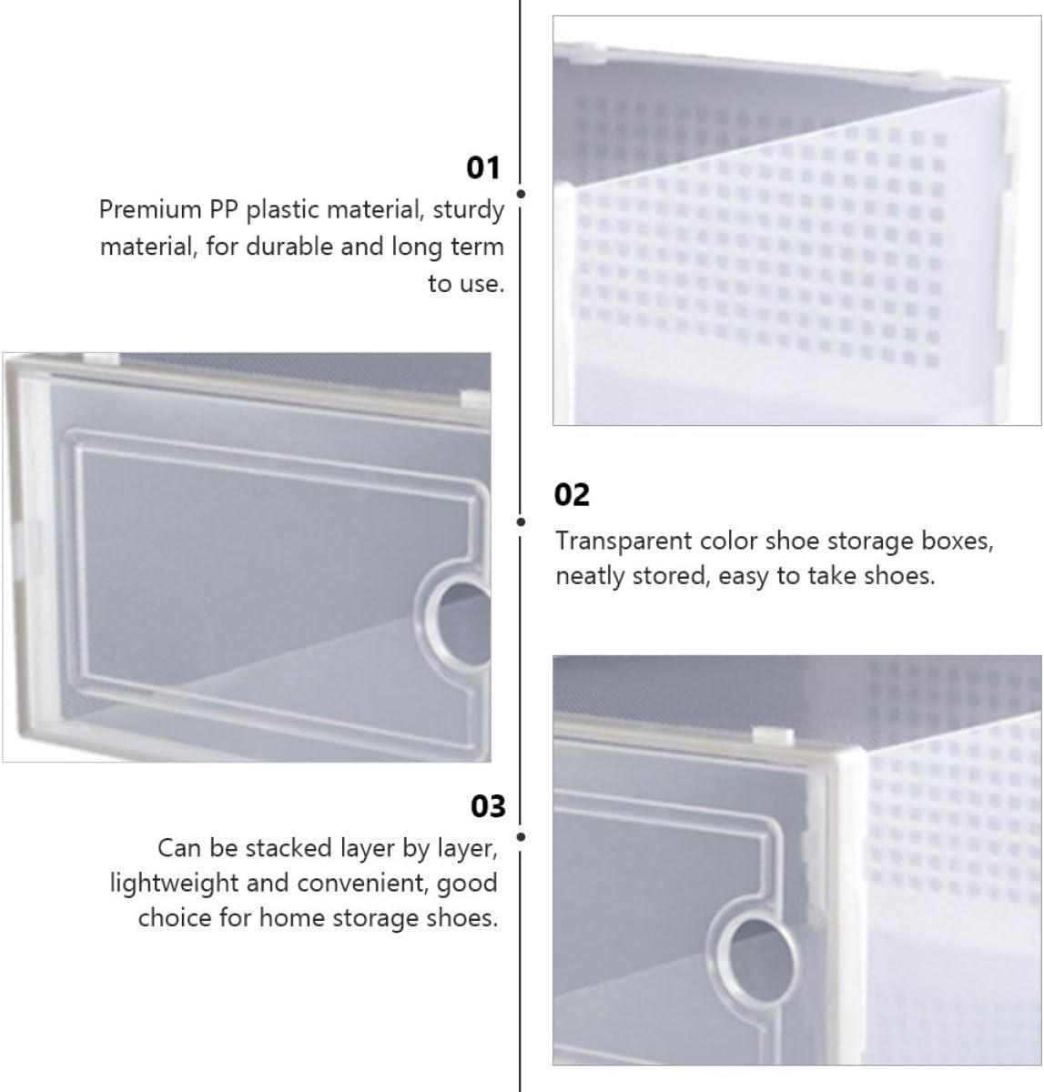 2pcs White Thickened Plastic Drawer Shoe Storage Boxes for Dormitory Closet Organization, Sturdy Stackable Shoe Organizers Suitable for Sneakers and Boots