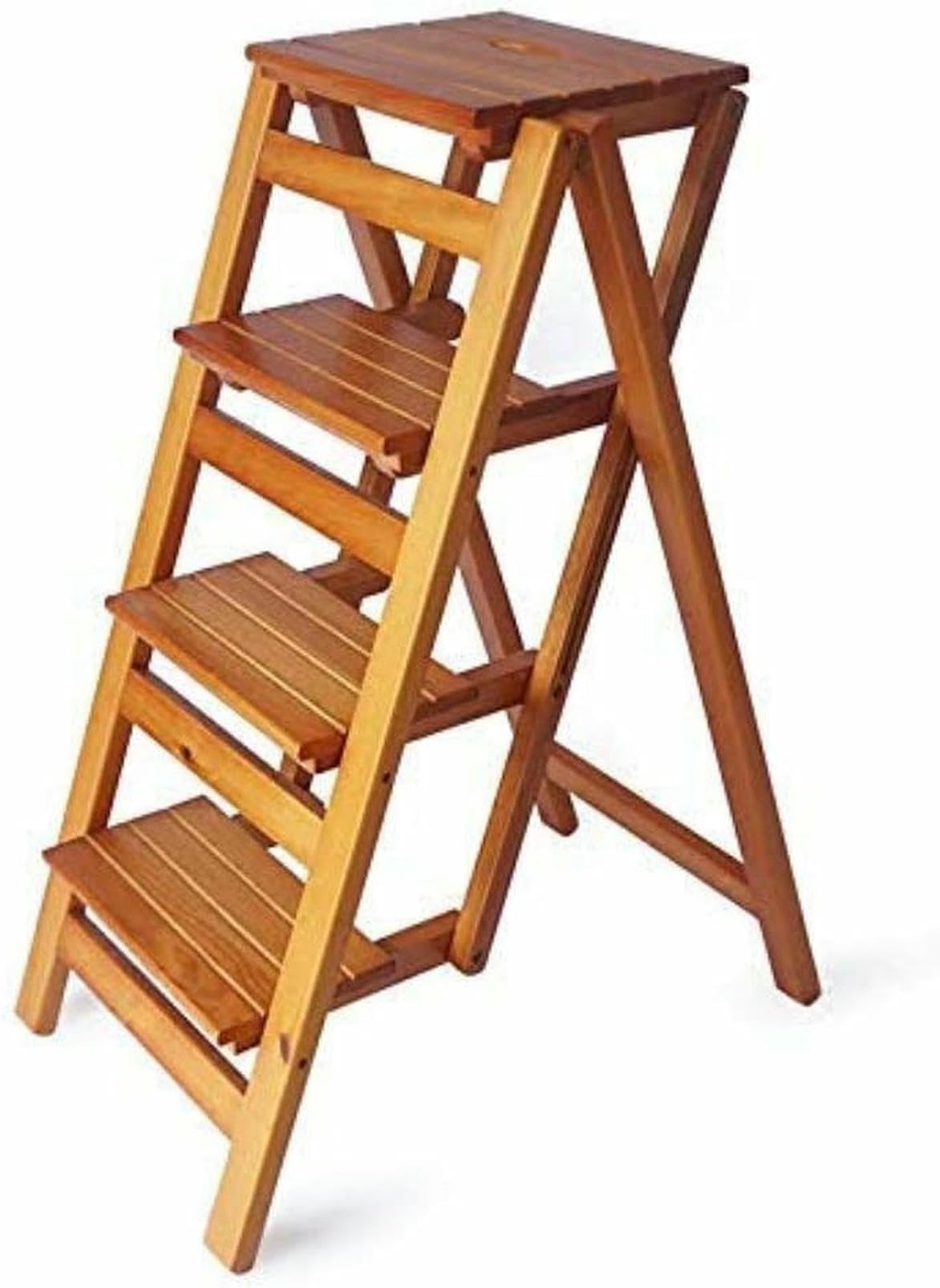 Escalera silla de madera convertible y estante CNPRAZ