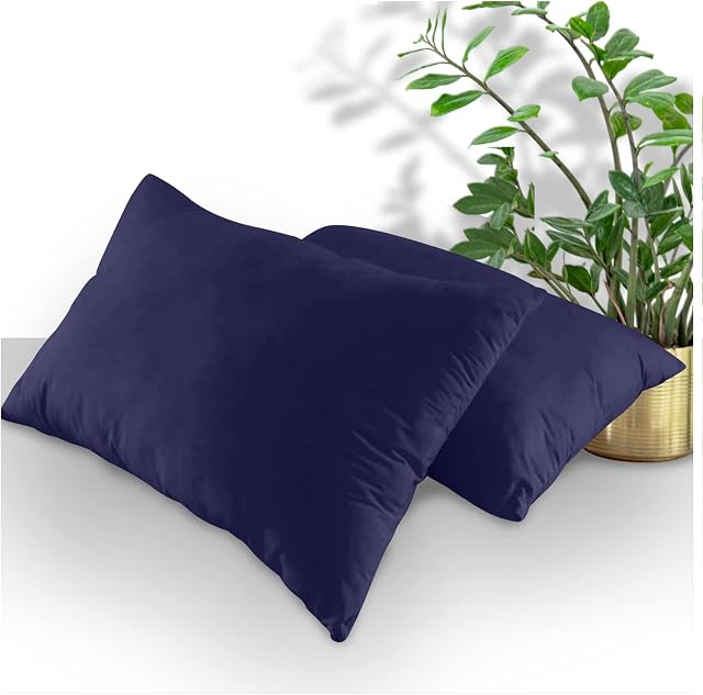 GC GAVENO CAVAILIA Pillowcases 2 Pack, Polycotton Standard Pillow Cases, Envelop Closure Plain Covers, Navy, 74X48cm, 708919