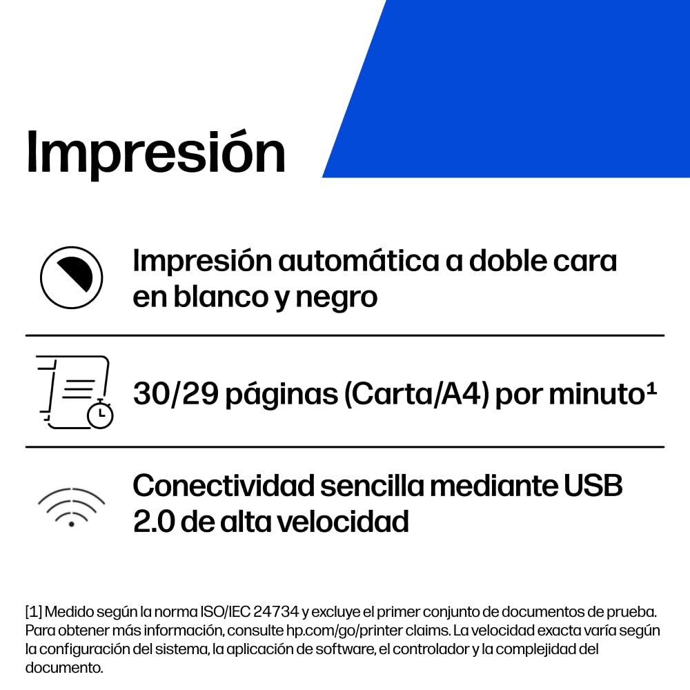 HP LaserJet M209dw 6GW62F, Impresora Láser A4 Monocromo - Impresión a Doble Cara Automática (29ppm, Wi-Fi, Ethernet, USB, Procesador 500MHz, Memoria 64MB, Smart App, Panel de Control) Blanca y Gris
