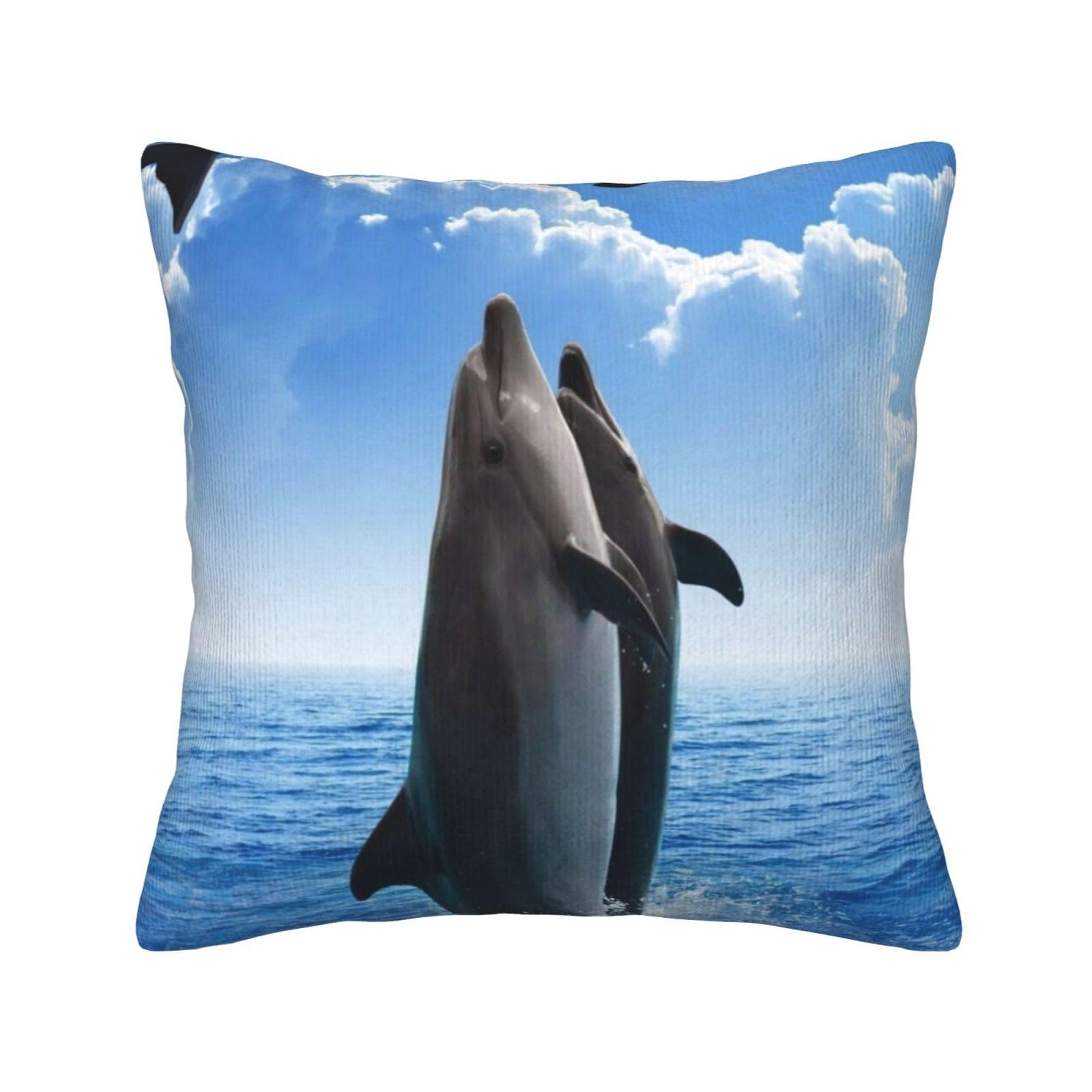 Housse de coussin dauphin pour chambre et salon cocooning