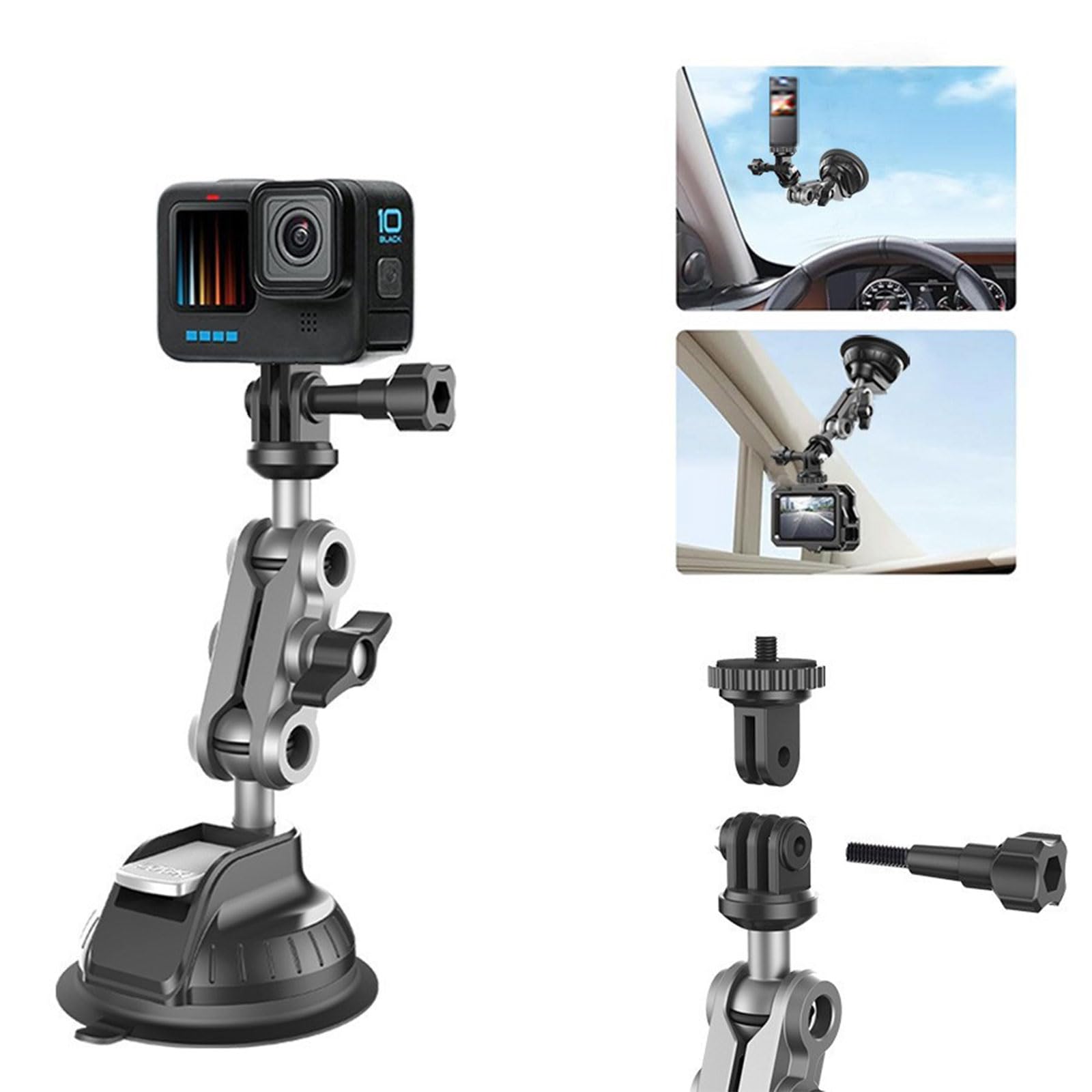 Auto Dash Cam Zuignap – Universele Action Camera Houder – Verstelbare Balhoofd & 1/4 Inch Schroef – Compact & Stevig