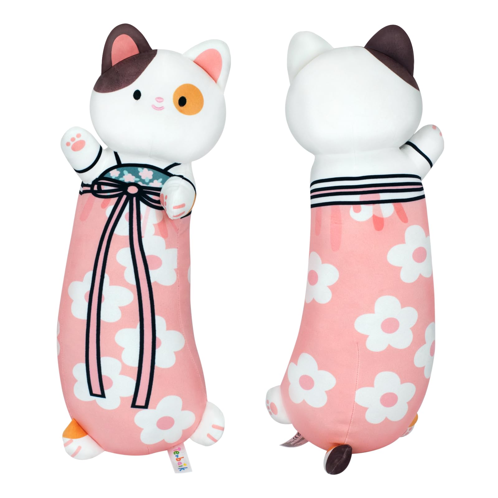 Terbaik 50CM Largo Peluche de Gato Almohada con Flor de Cerezo Peluche Gato Kawaii Regalo para niños