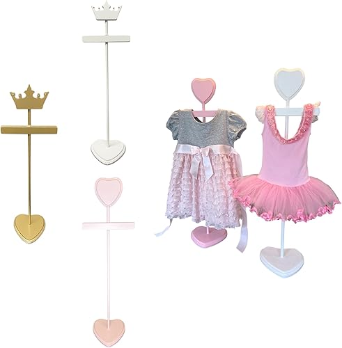 Miniatura 7 de Soporte para vestido y atuendo en forma de corazón  Decoraciones de baby shower para niña o niño  Juego de perchas de madera maciza ensambladas a