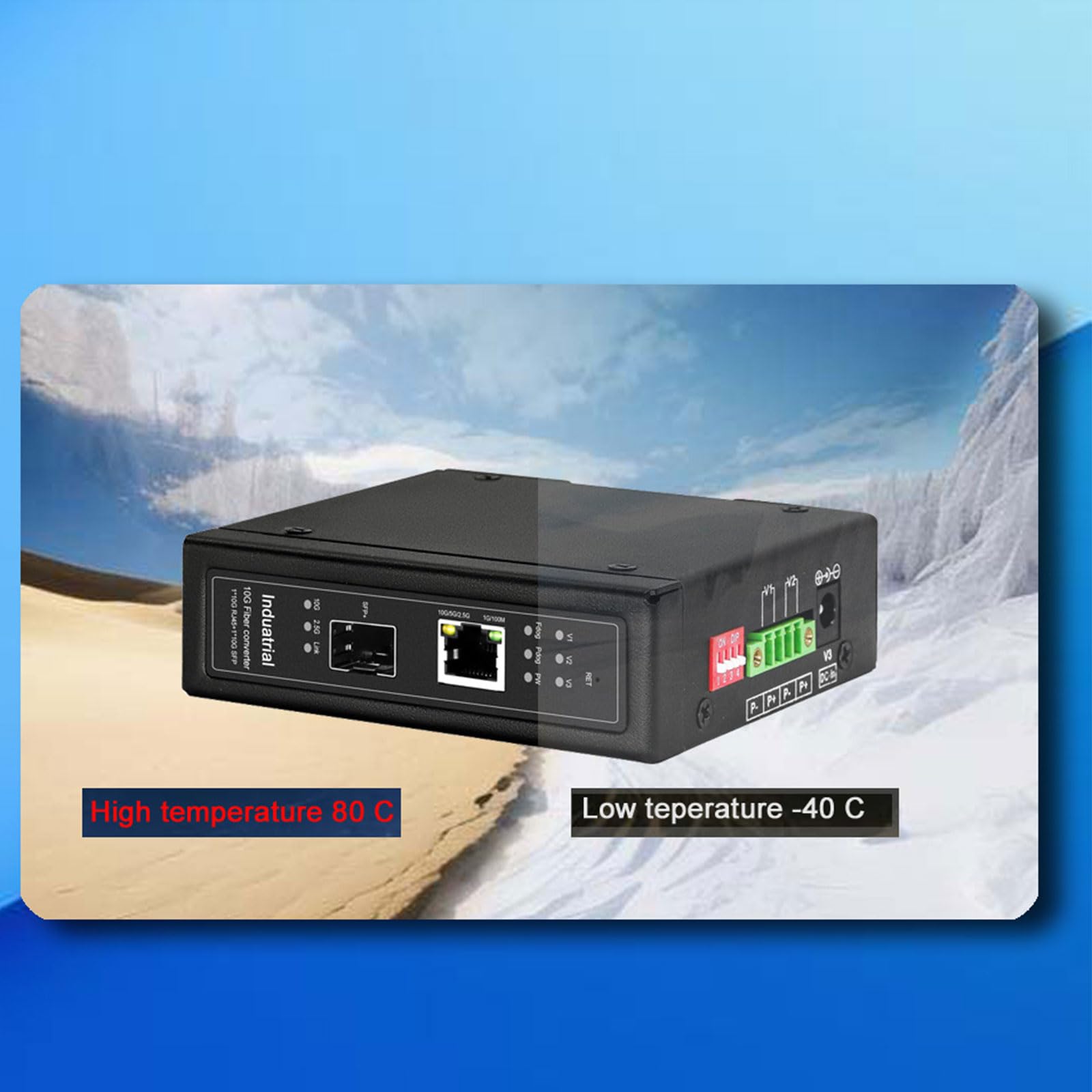 Convertisseurs de médias Ethernet 10G avec Cache de 8, 1 Mo et convertisseurs de Fibre Poet industriels de Conception antiéclair