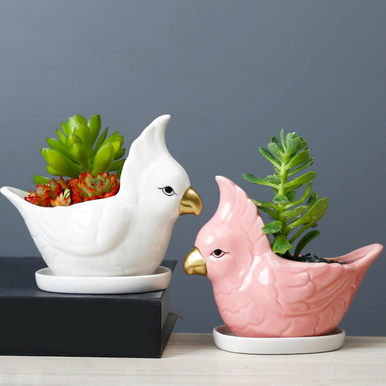 Succulent Planter Mold, Parrot Shaped Silicone Flower Pot Molds for Concrete Epoxy Resin, Creative Plaster Candle Holder Jewelry Storage Box Makeup Pen Holder Mould Table Ornament Mould