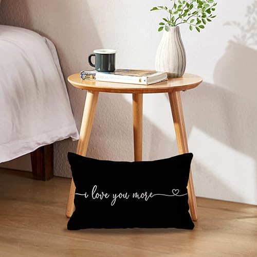 Miniatura 2 de Juego de 2 fundas de almohada lumbar con texto en inglés I Love You More regalo para parejas aniversarios bodas compromisos Día de San Valentín 12 x