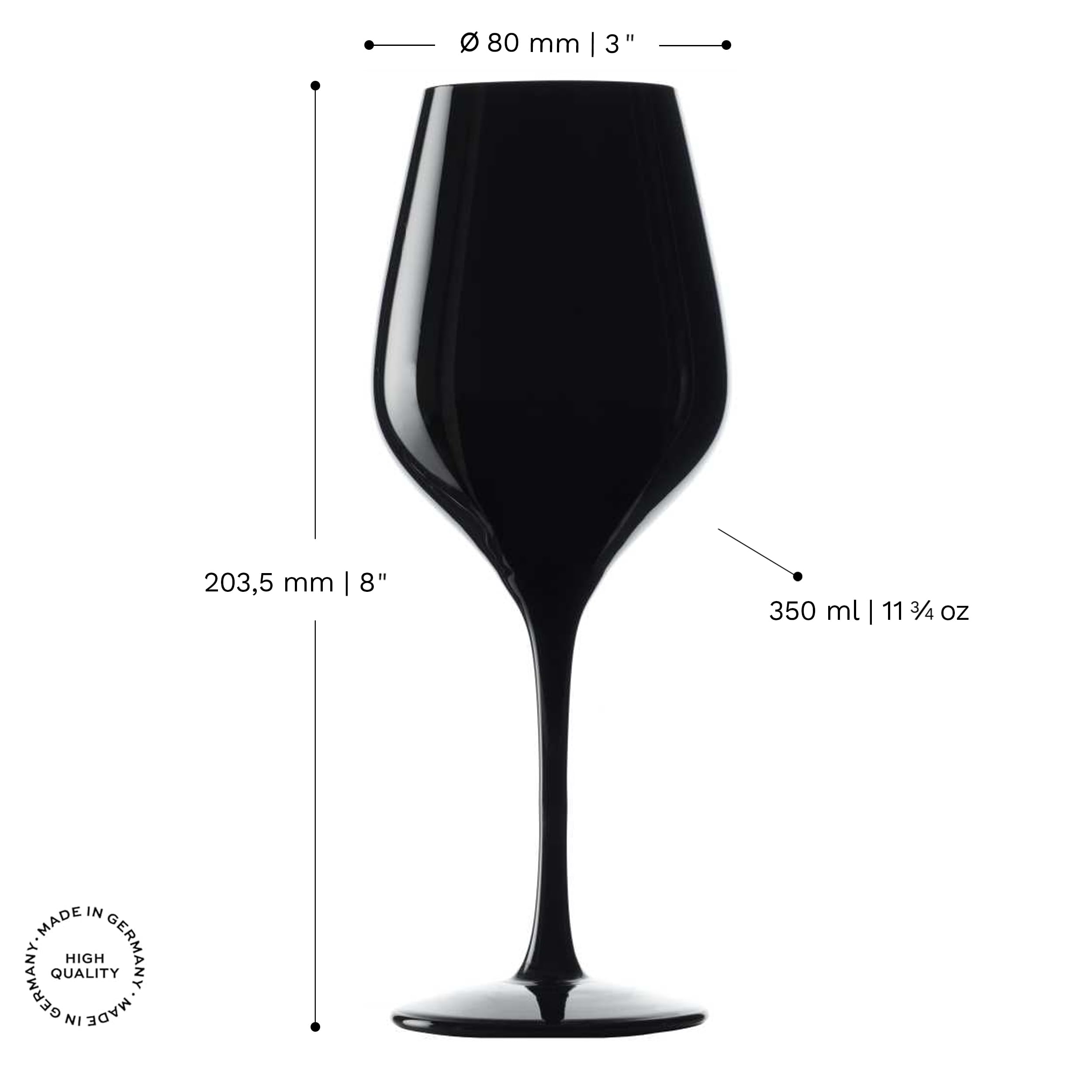 Stölzle Lausitz Blind Tasting Glas schwarz Exquisit 6er-Set 350 ml – Elegante Weingläser aus Kristallglas ideal für Weinverkostungen von Rotweinen & Weißweinen – Spülmaschinen- & Stoßfest