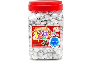 White Pompoms for Crafts Bonanza: Create Feathery Masterpieces with Iooleem's 1200pc Collection