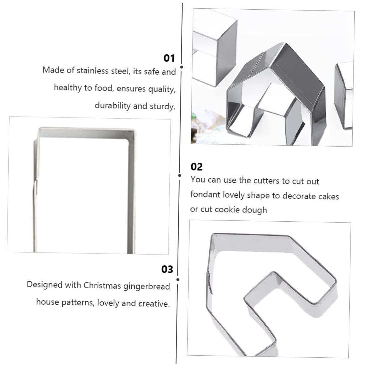Lot De 5 Sets De Emporte-pièces Mini Maison En Pain D'épices En Acier Inoxydable, Coupe-pâtisserie De Noël, Petits Moules Pour Biscuits, Pâtisserie Et Décoration Festive