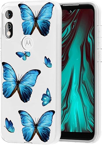 Yerebel - Funda para Moto E 2020, Motorola E 2020, funda de silicona transparente, flexible, carcasa de silicona para Motorola Moto E 2020 (mariposa