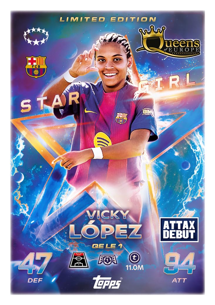 Topps UCC Match Attax 2025/26 Update Eco Pack #3 Queens of Europe 41 tarjetas 16 exclusivas edición limitada Star Girl