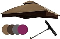 Vista 11 de EasyLee Cubierta de toldo para kiosco de parrilla de 8 x 5 pies, parte superior de repuesto impermeable con gancho en T, color caqui