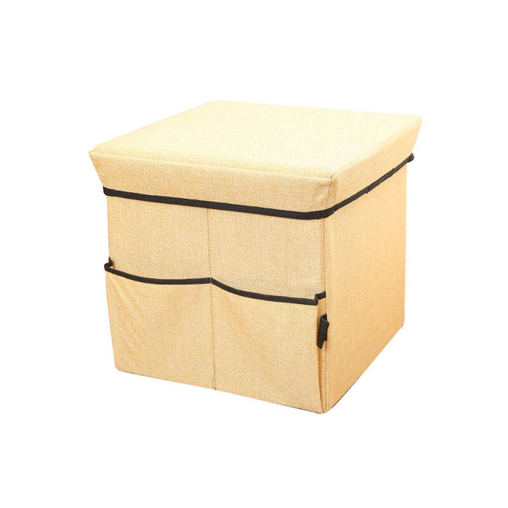 Pouf ottoman box en lin avec poche de rangement pour créer un coin douceur