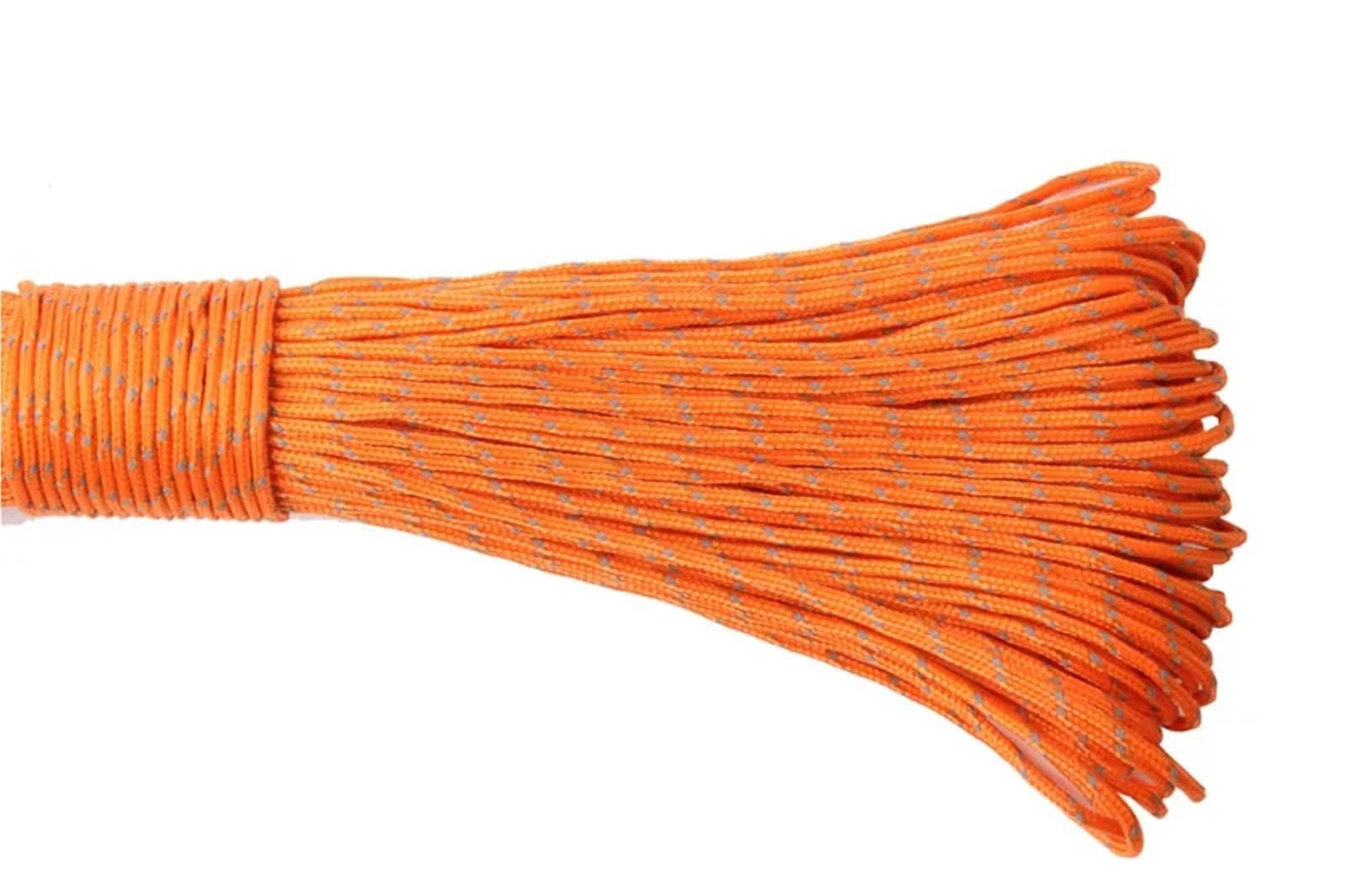 Paracord 2mm Reflective Paracord 3 Strand Core For Survival Parachute Cord Lanyard Camping(2mm orange,15meters)