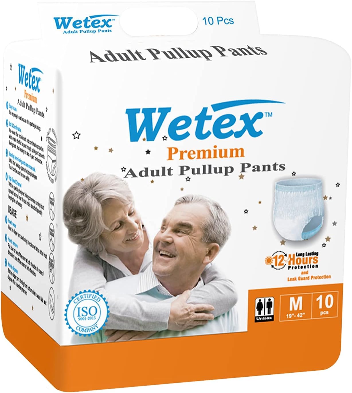 Wetex Premium Adult Pull Up Pants (Medium, 10 pieces (65-100 cm, 26" - 40"), Pack of 2)