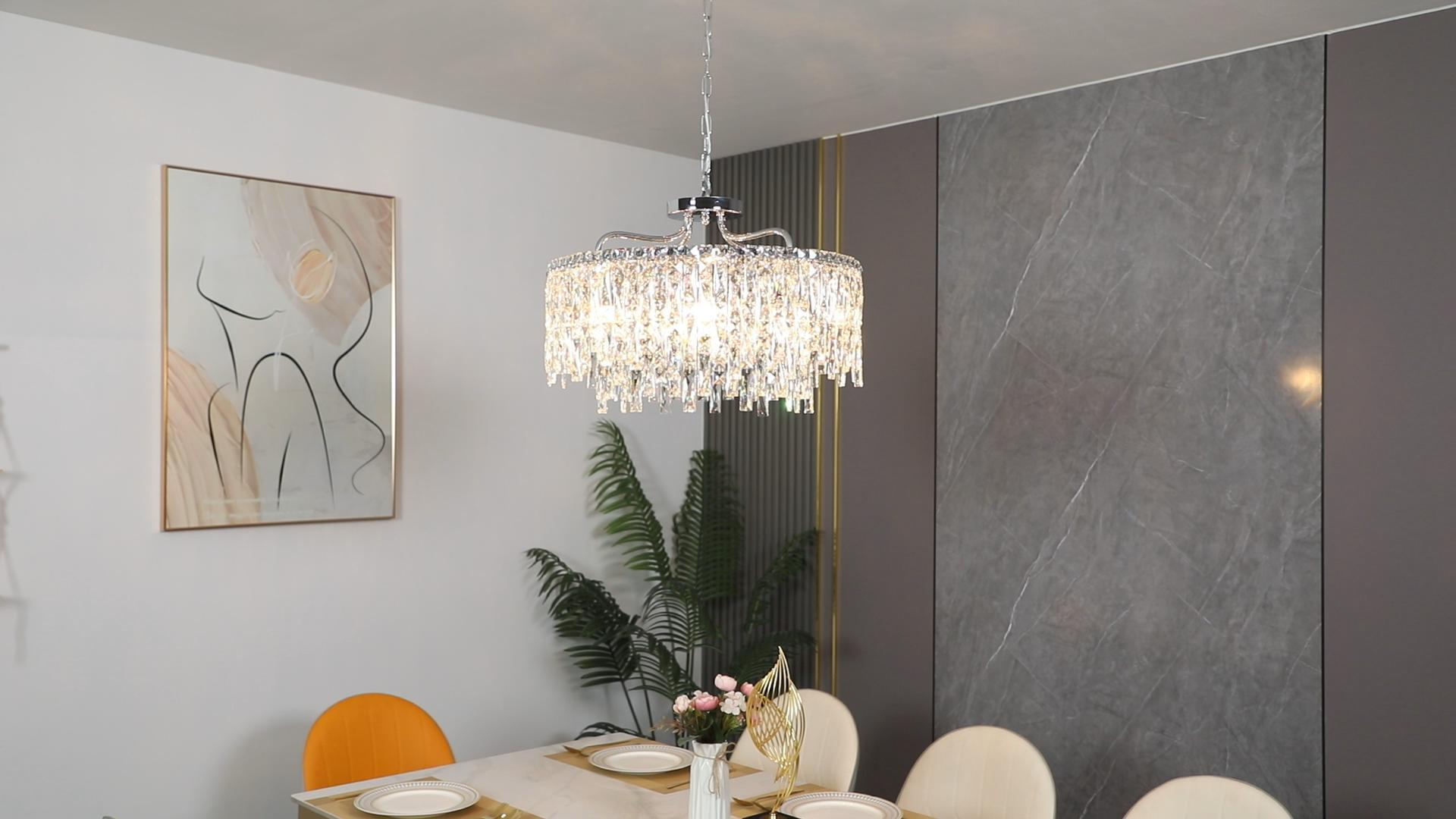 Image of 24 inch 8 Lights Luxury Crystal Chandeliers for Dining Room,Chrome