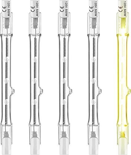 Miniatura 6 de Bombillas R7S, paquete de 10 bombillas halógenas R7S T3 de 4.646 in, 200 W, 120 V, bombilla halógena tipo J con larga vida útil, bombillas de doble