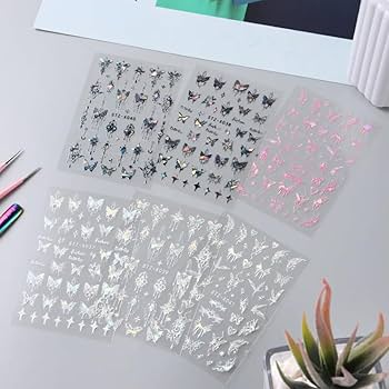 Amazon.com: 3D Punk Metallic Black & Aurora Butterfly Nail