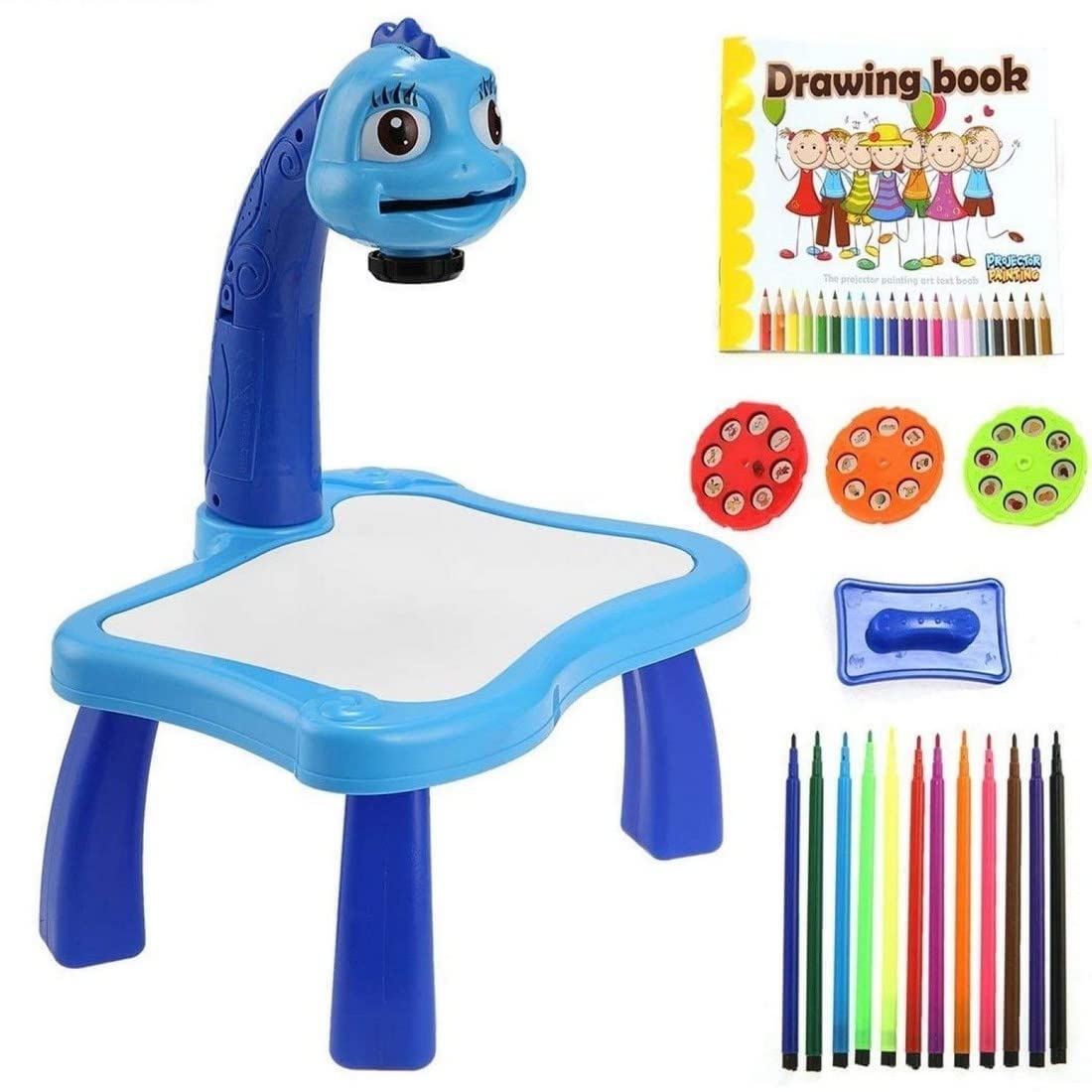 Drawing Projector Painting Desk Table with 3 Patterns -12 Colorful Water Pens with Table Lamp for Better Creativity and Education for Kids-image-18
