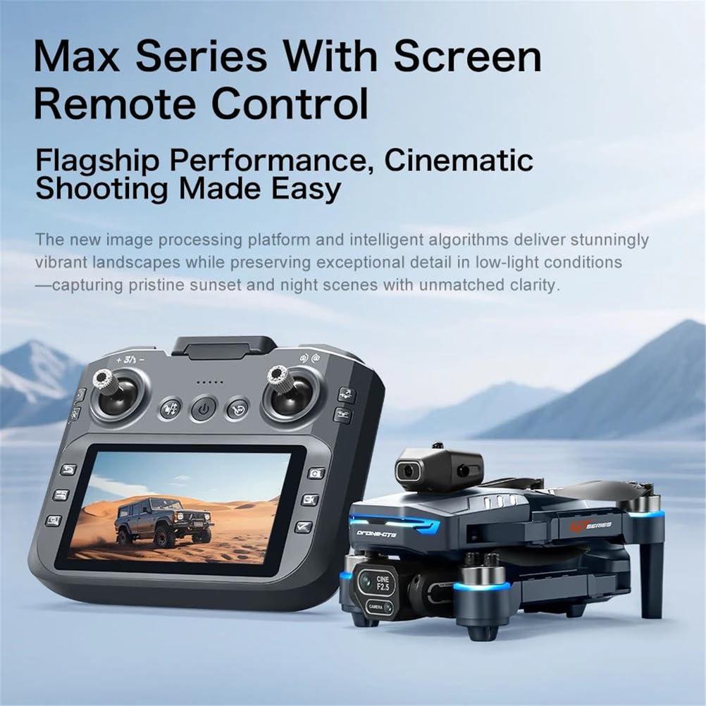 6k,Triple Battery,Drone gt8 4k Professionale con Telecamera 6k, FPV Aereo, Evita Gli Ostacoli con Telecomando a Grande Schermo, Drone rc Pieghevole