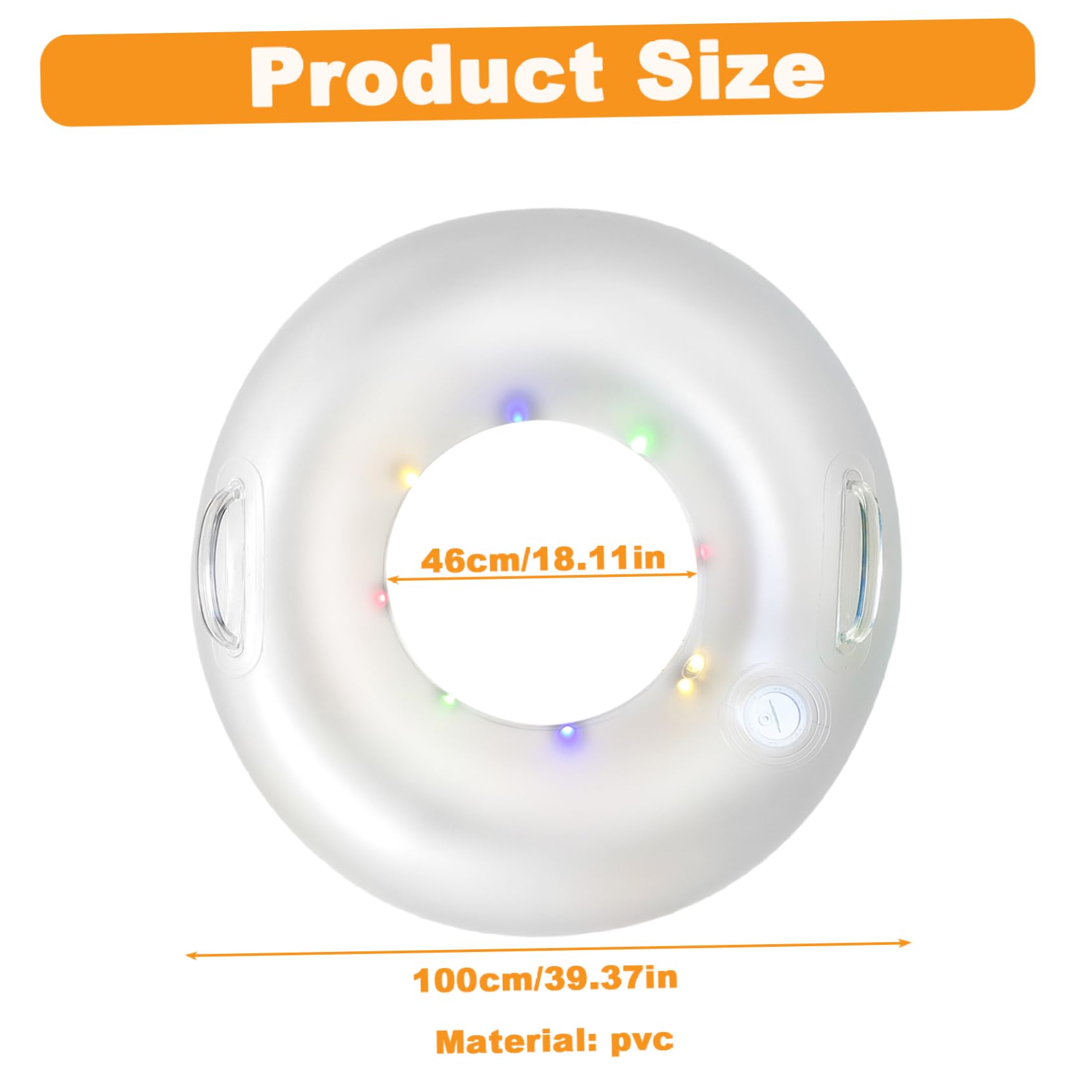 Anillo de natación redondo iluminado de PVC con asa, flotadores inflables para piscina, transparentes, impermeables, flotadores de piscina de verano para fiesta de entrenamiento de natación