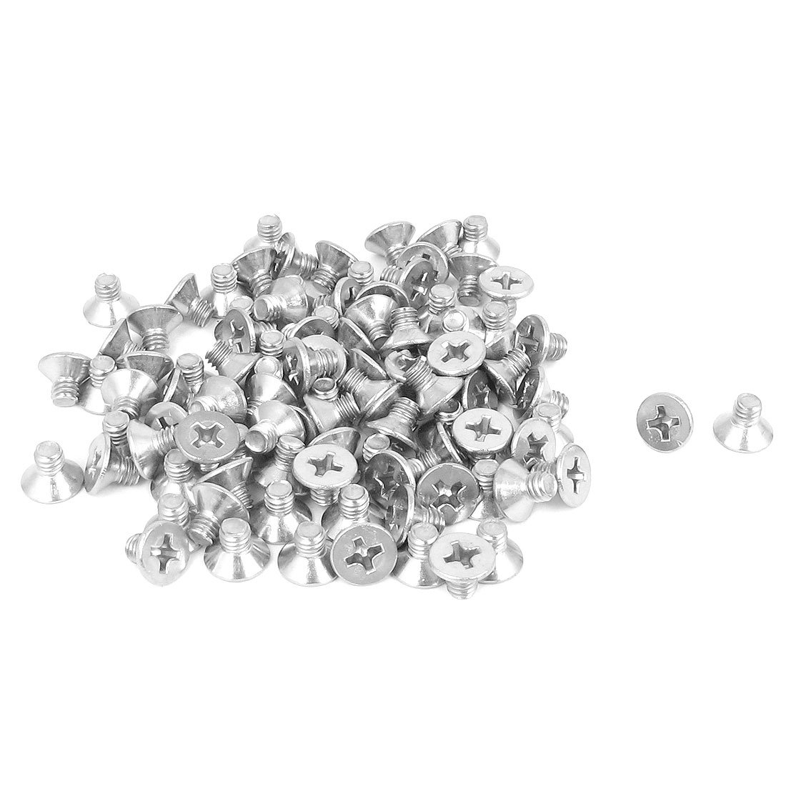 Uxcell Silver Tone Sourcing Map M4 X 6Mm Phillips Flat Head Countersunk Bolts Machine Screws 100Pcs