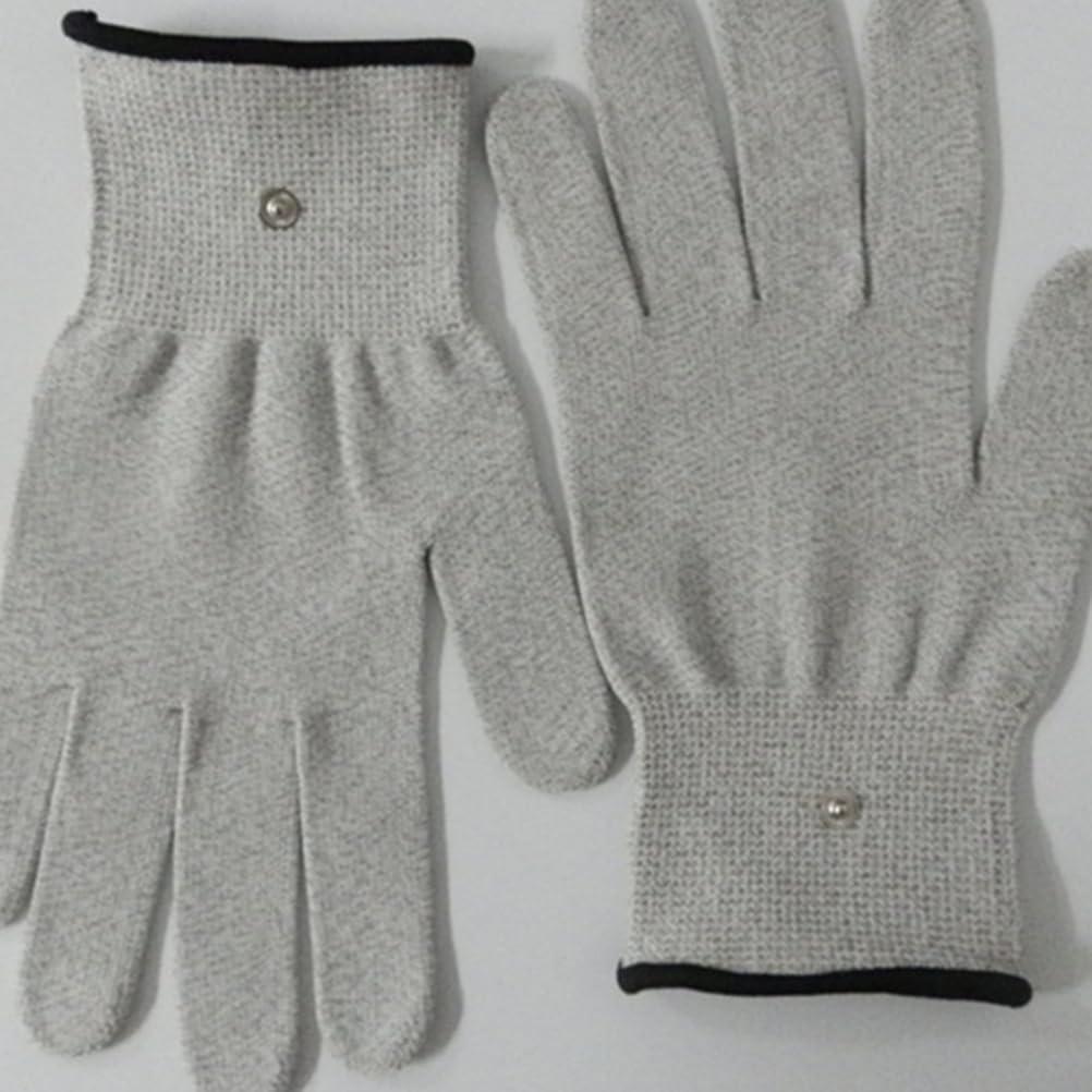 Guantes conductivos electrodos guantes con electrodos a presión, guantes de masaje para áquina para física, gatillo (gris)